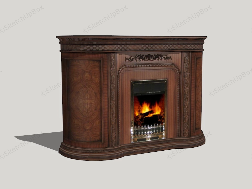 Carved Wood Fireplace Surround sketchup model preview - SketchupBox