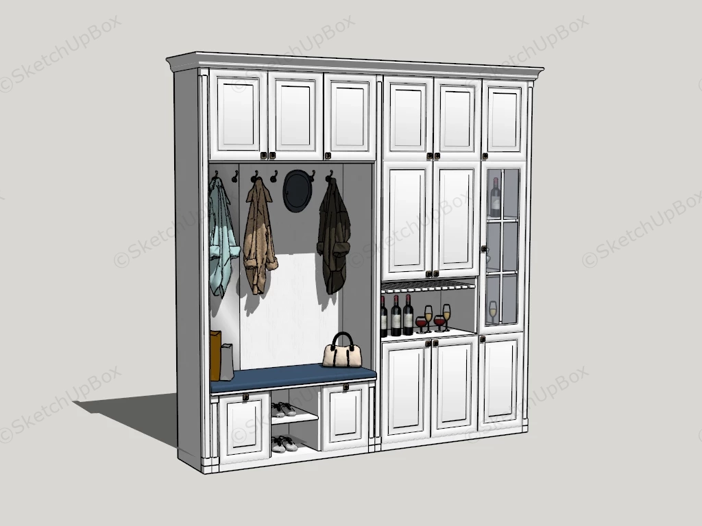 Entryway Storage Ideas sketchup model preview - SketchupBox