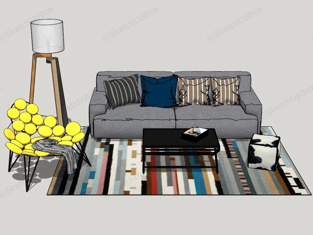 Small Living Room Furniture Ideas sketchup model preview - SketchupBox