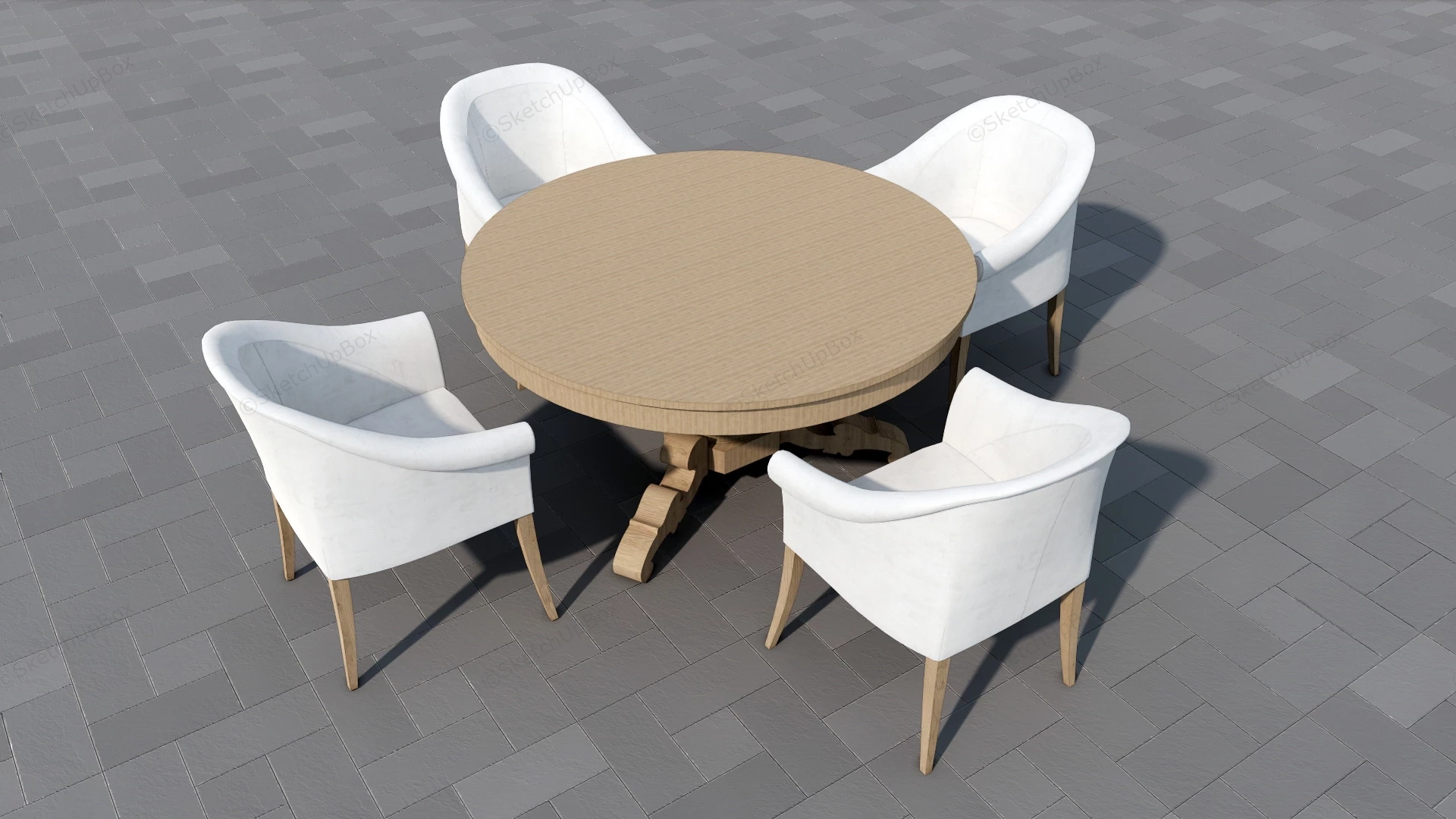 Round Dining Tables For 4 sketchup model preview - SketchupBox