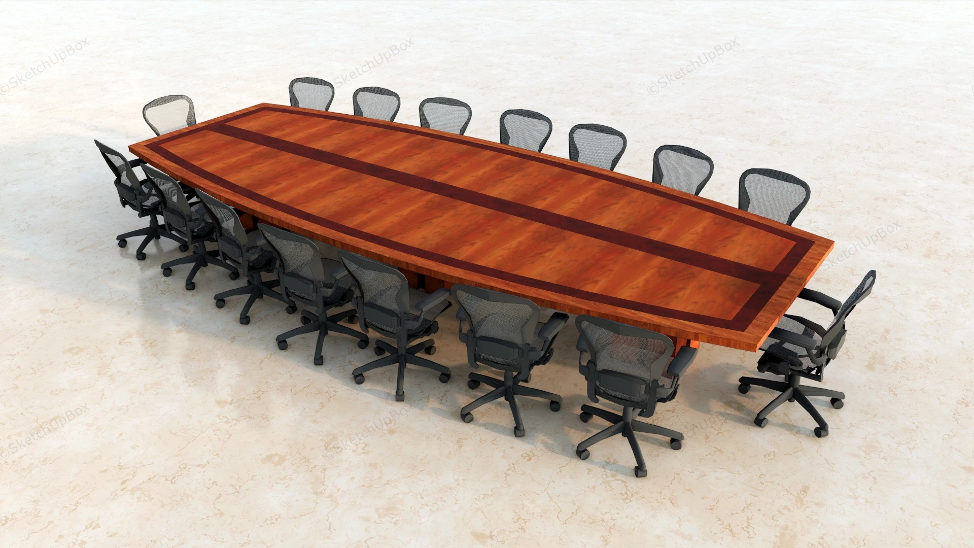 Oval Conference Table With Chairs sketchup model preview - SketchupBox