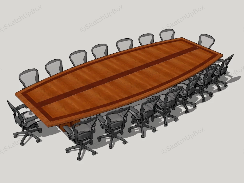 Oval Conference Table With Chairs sketchup model preview - SketchupBox