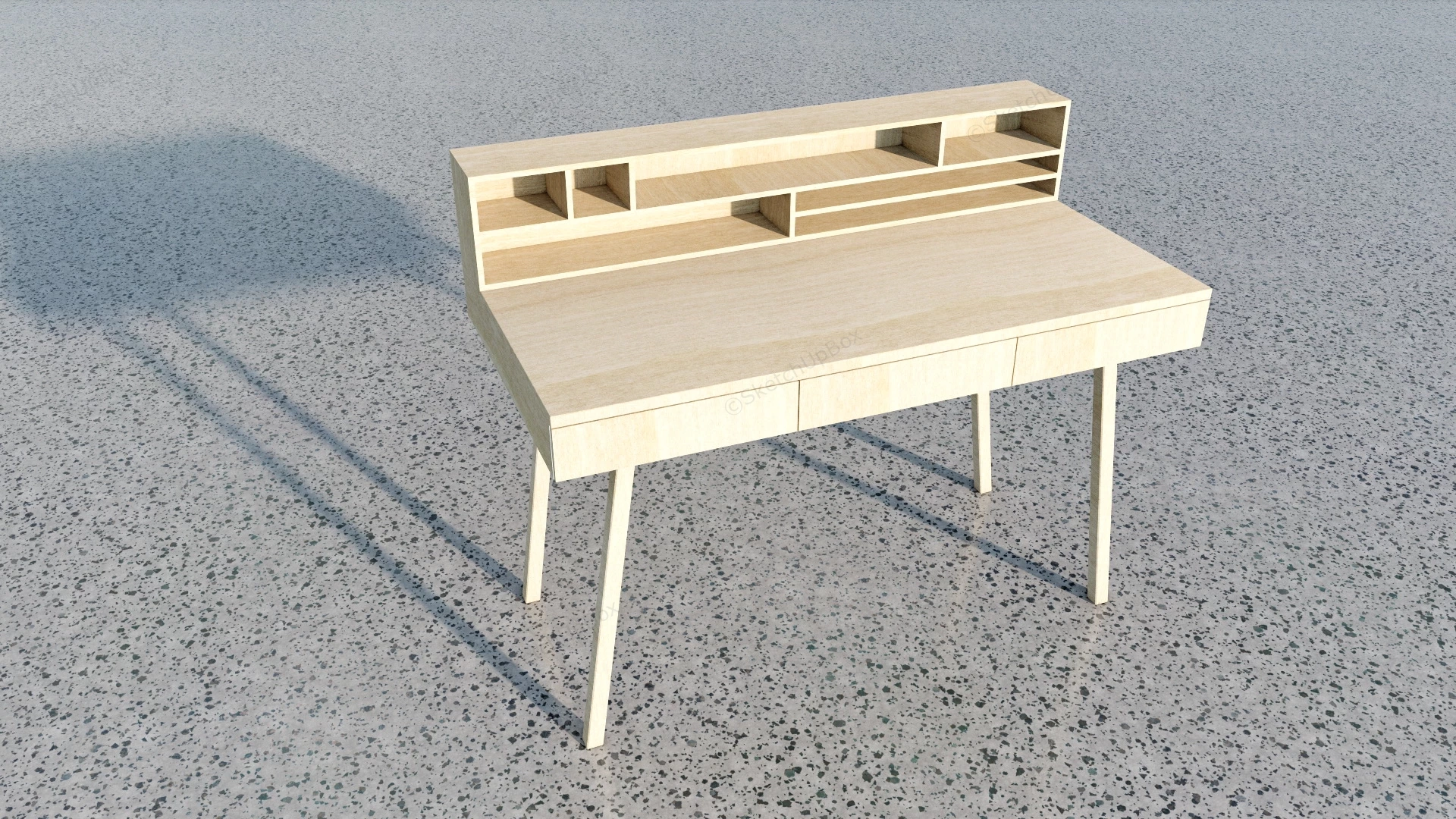 Modern Writing Desk With Hutch sketchup model preview - SketchupBox