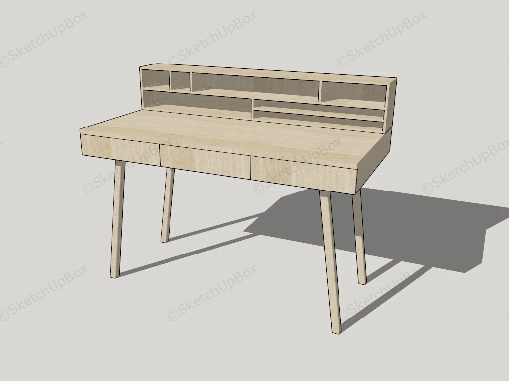 Modern Writing Desk With Hutch sketchup model preview - SketchupBox