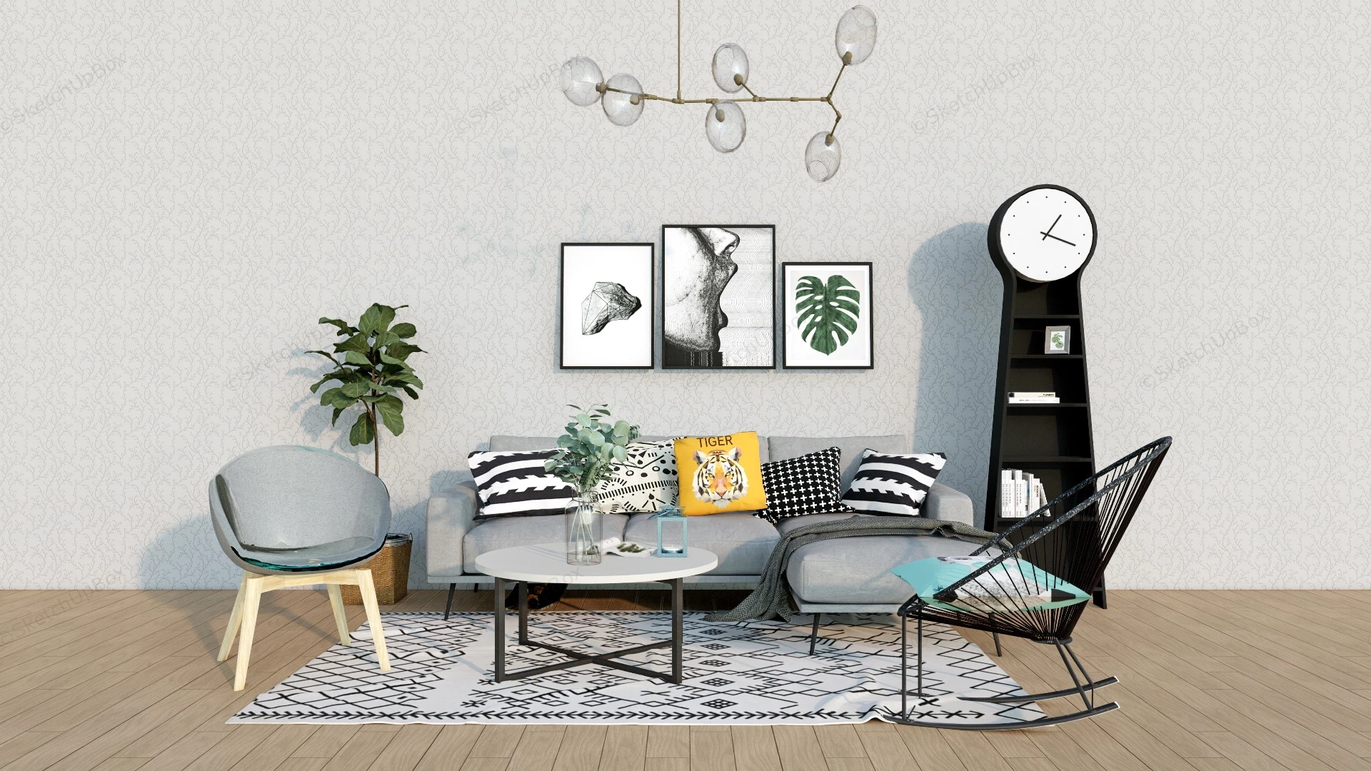 Cozy Small Living Room Design Ideas sketchup model preview - SketchupBox