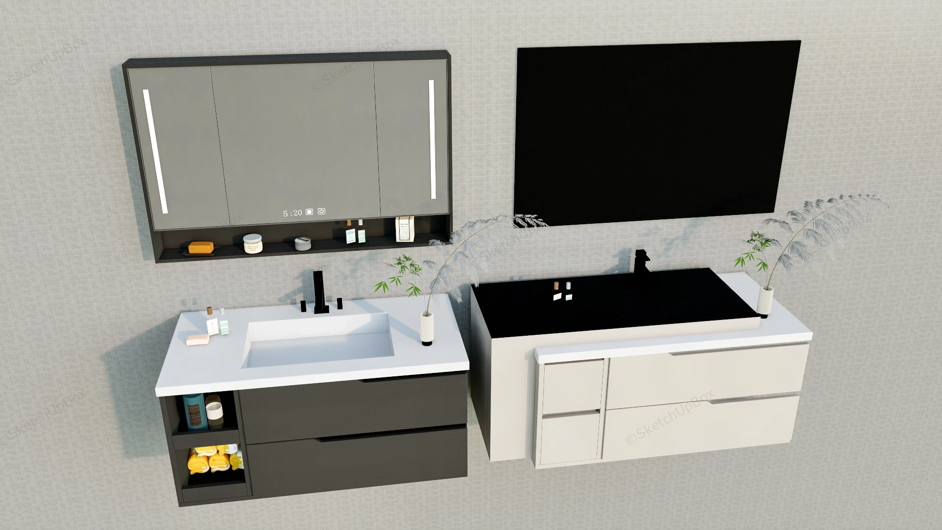 Modern Floating Bathroom Vanities sketchup model preview - SketchupBox