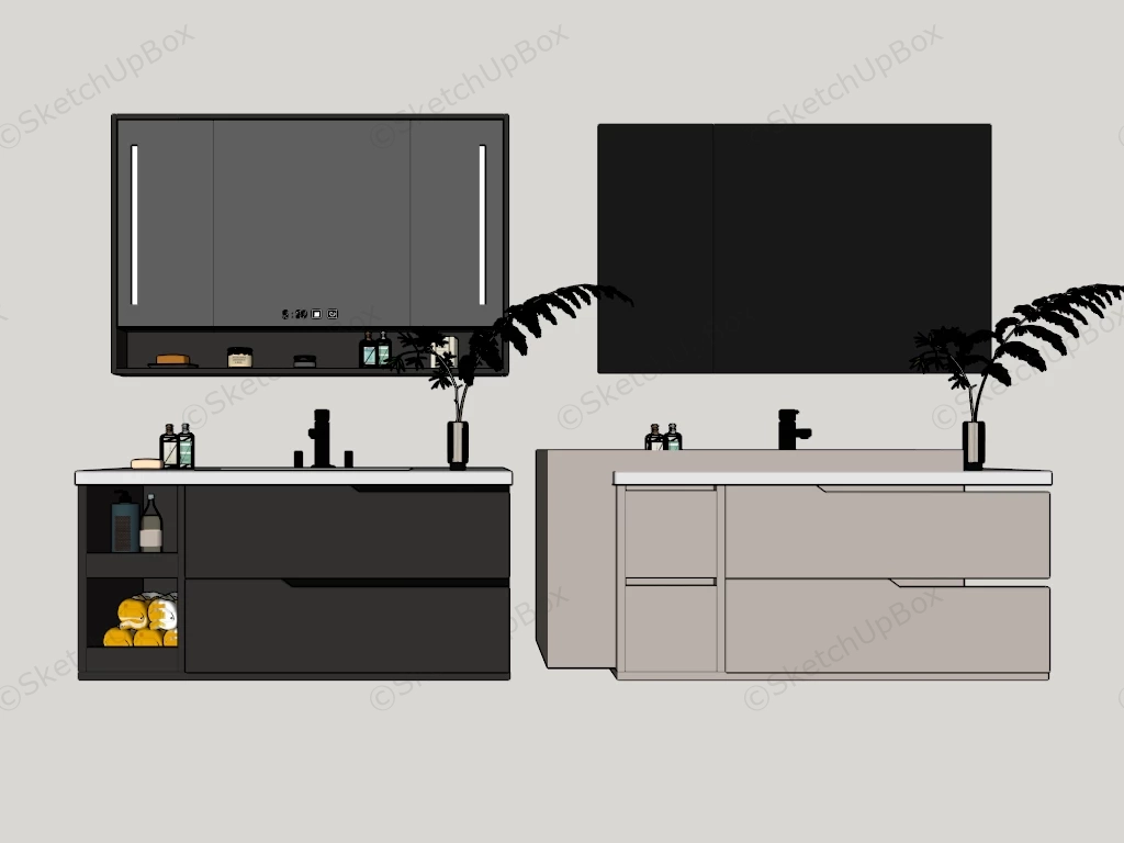 Modern Floating Bathroom Vanities sketchup model preview - SketchupBox