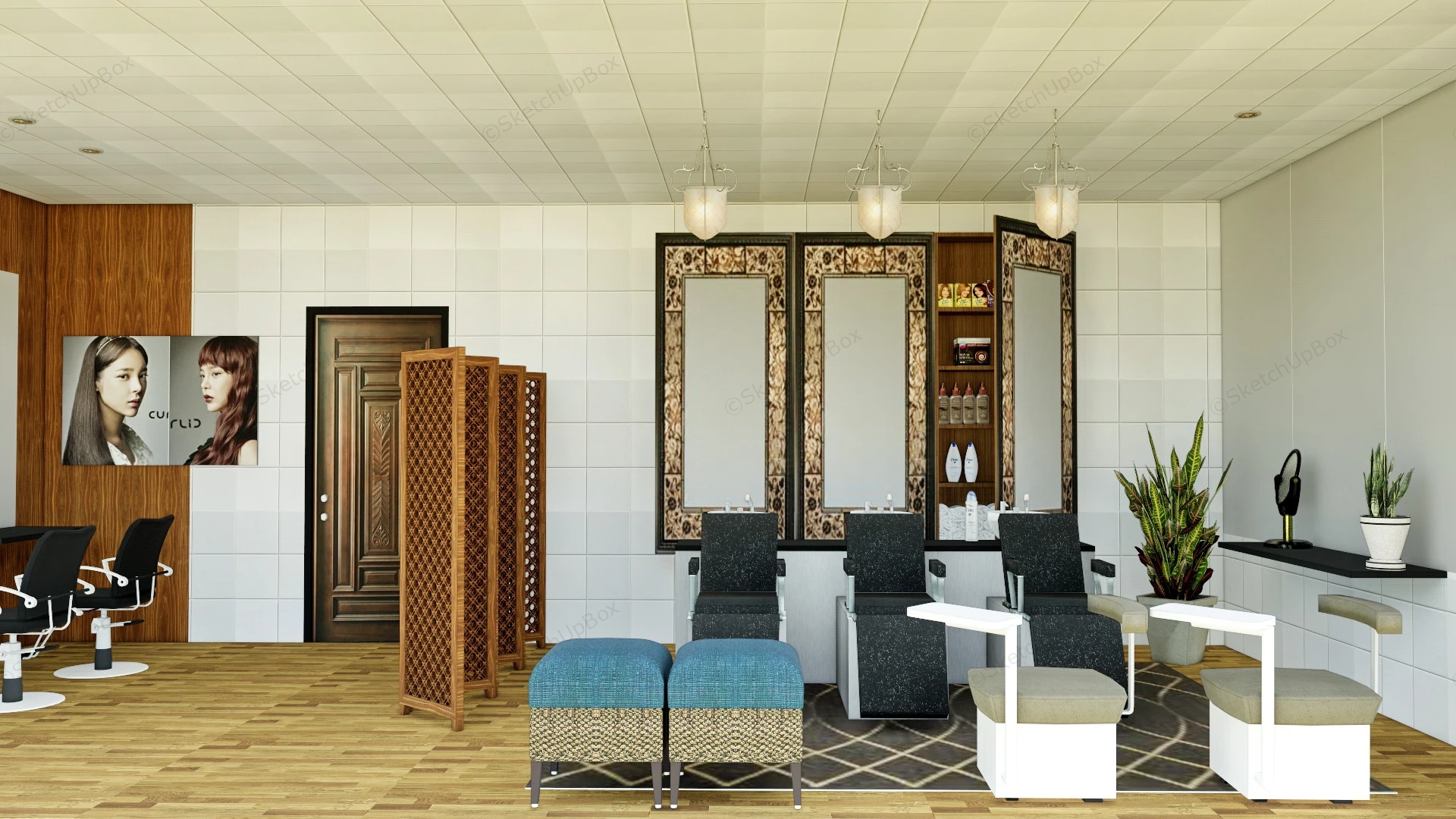 Hair Salon Decor Ideas sketchup model preview - SketchupBox