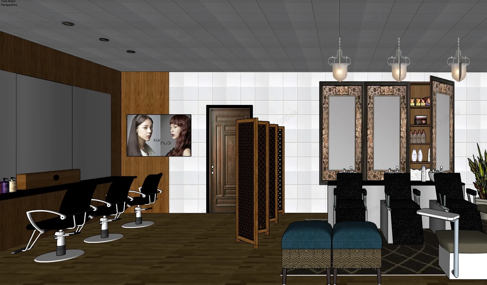 Hair Salon Decor Ideas sketchup model preview - SketchupBox