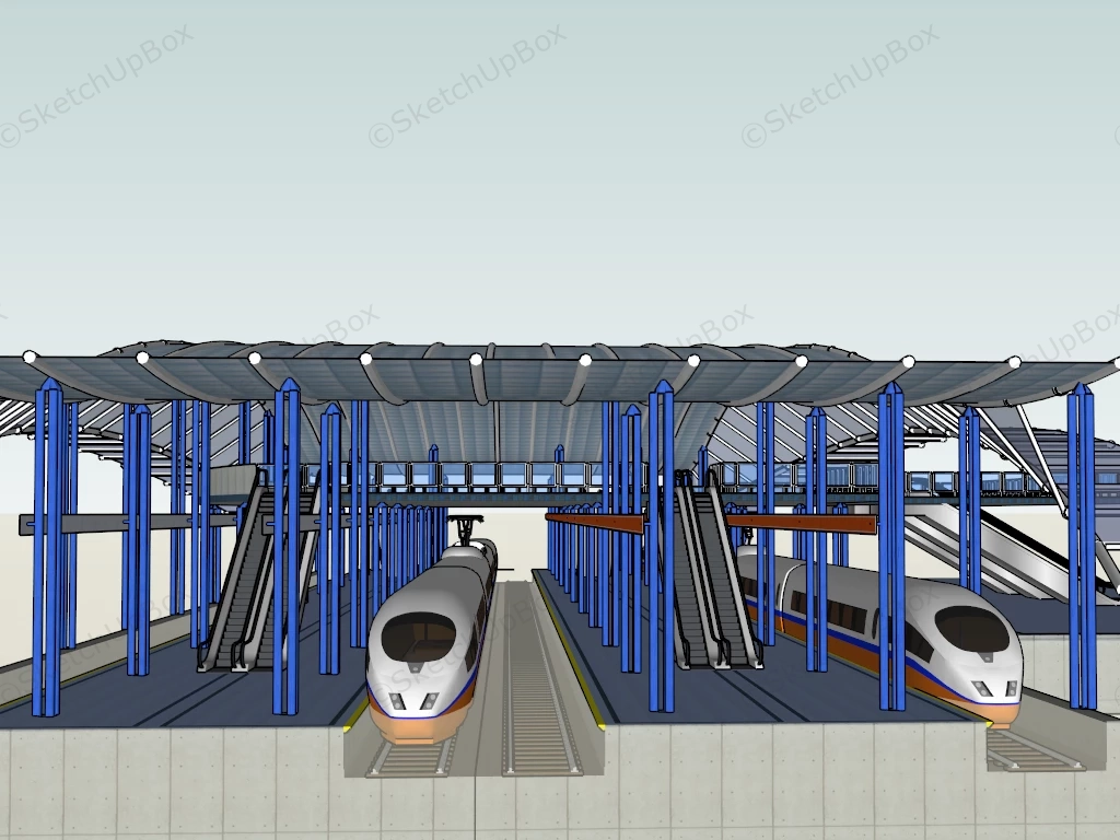 High Speed Railway Station sketchup model preview - SketchupBox