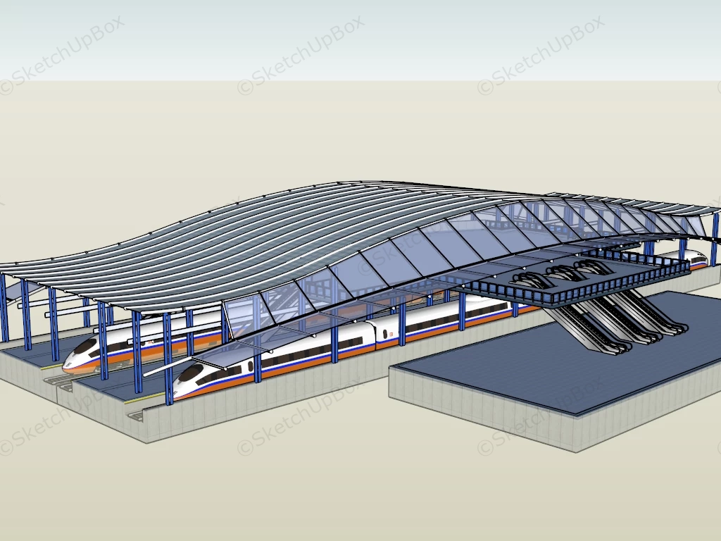 High Speed Railway Station sketchup model preview - SketchupBox