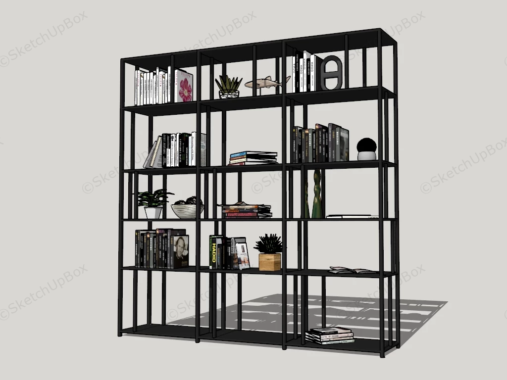 Black Metal Bookshelf sketchup model preview - SketchupBox