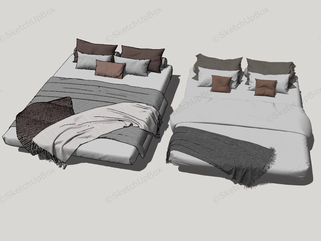 Modern Low Platform Beds sketchup model preview - SketchupBox