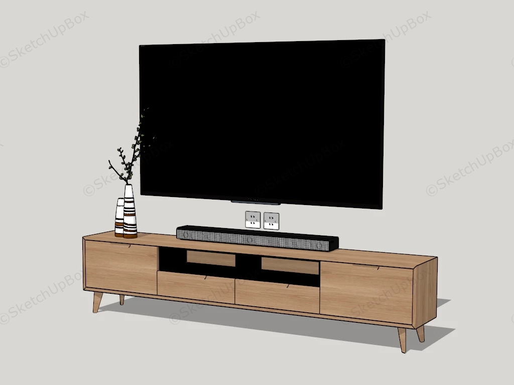 Modern Minimalist Tv Console sketchup model preview - SketchupBox