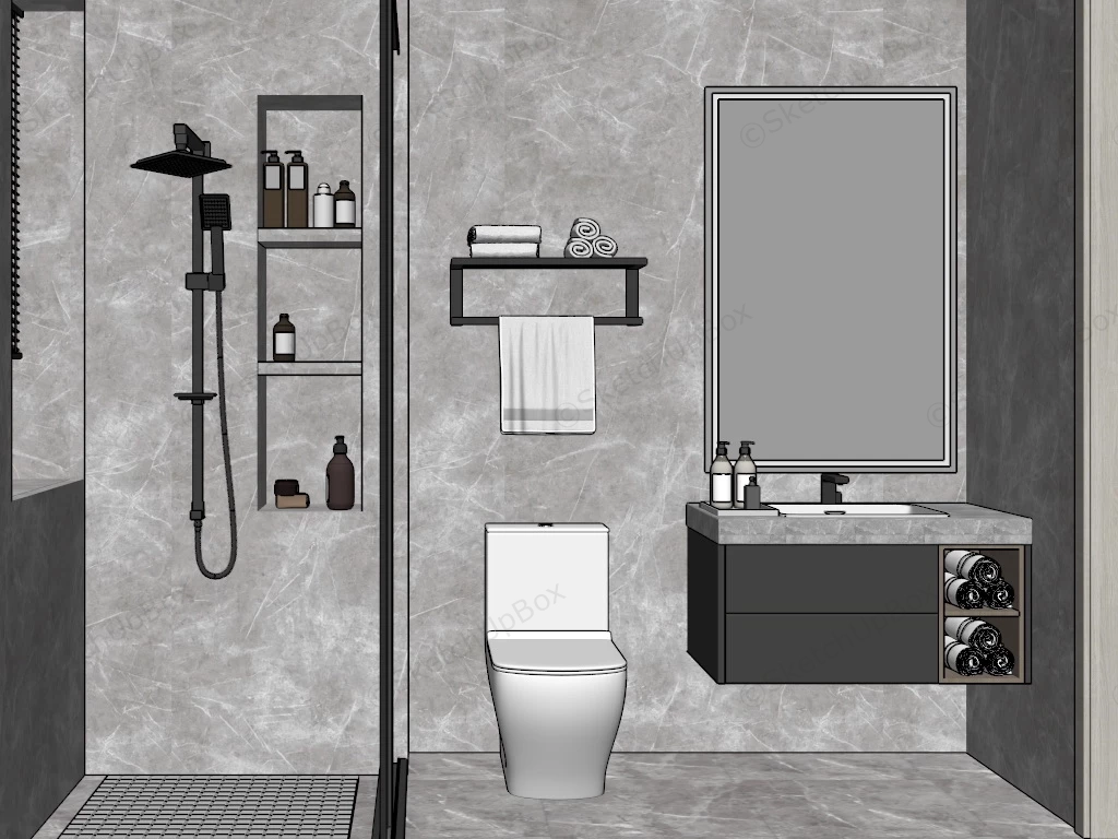 Shabby Chic Bathroom Ideas sketchup model preview - SketchupBox