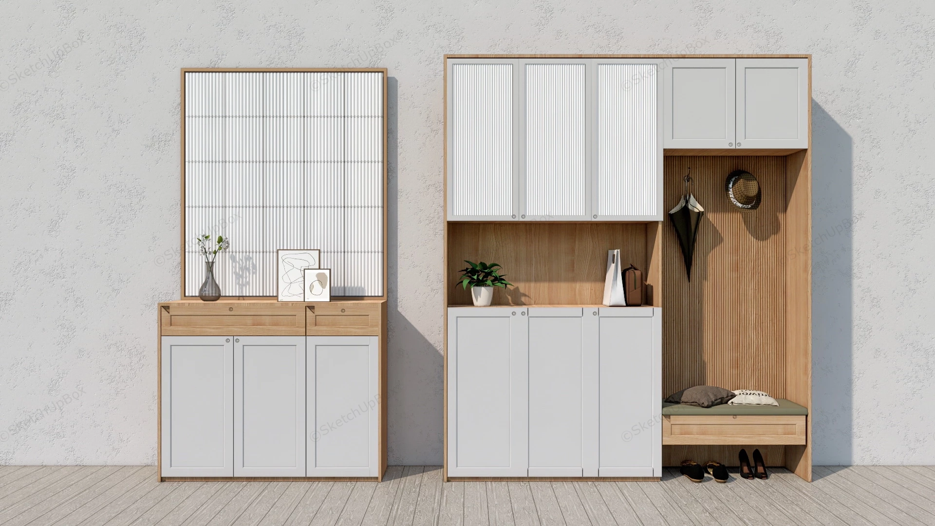 Mudroom Entry Storage Ideas sketchup model preview - SketchupBox