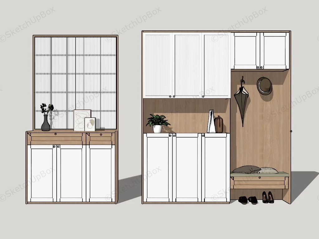 Mudroom Entry Storage Ideas sketchup model preview - SketchupBox