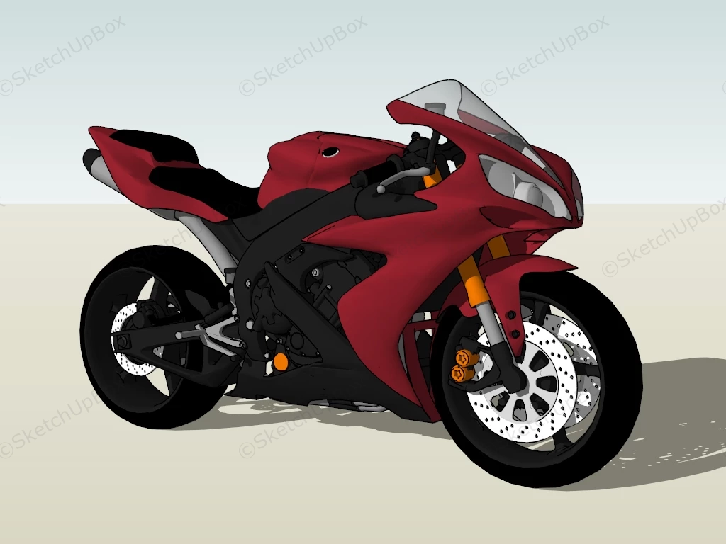 Yamaha R1 Motorcycle sketchup model preview - SketchupBox