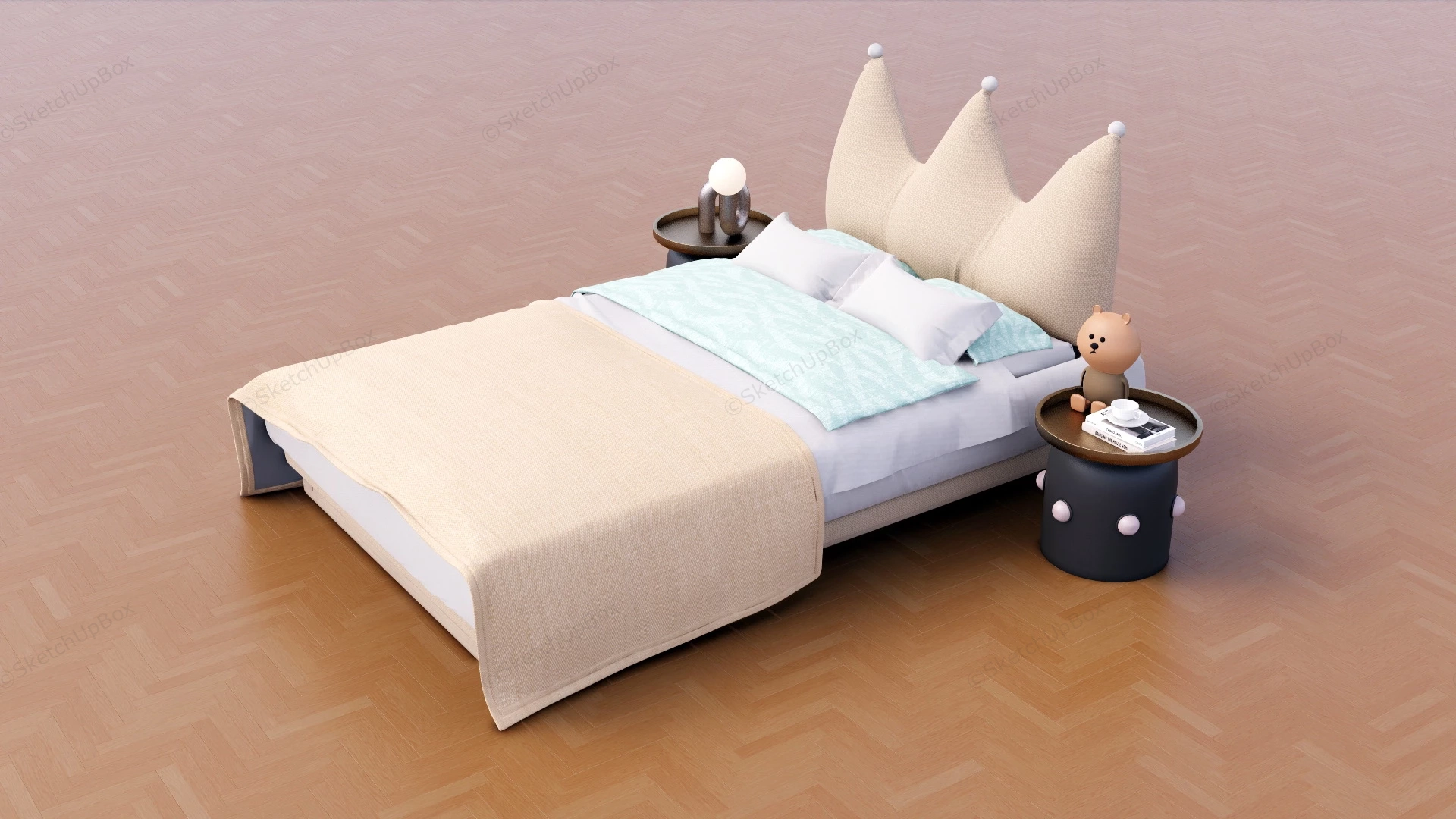 Cute Bed For Little Girl sketchup model preview - SketchupBox