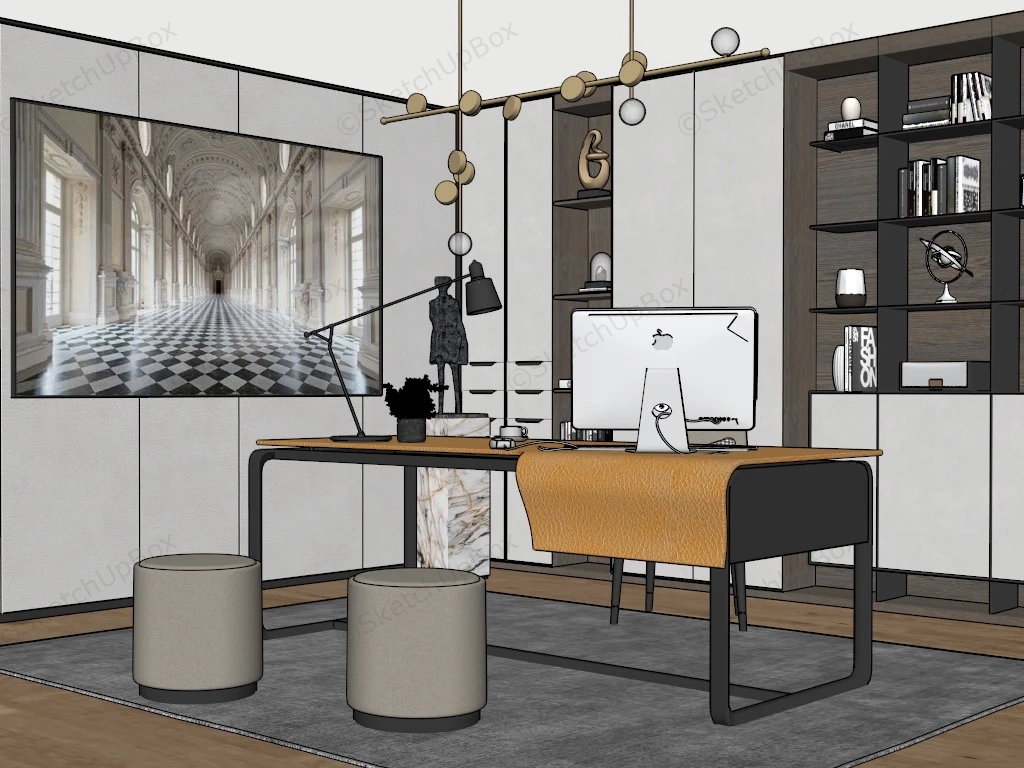 Modern Luxury Home Office sketchup model preview - SketchupBox