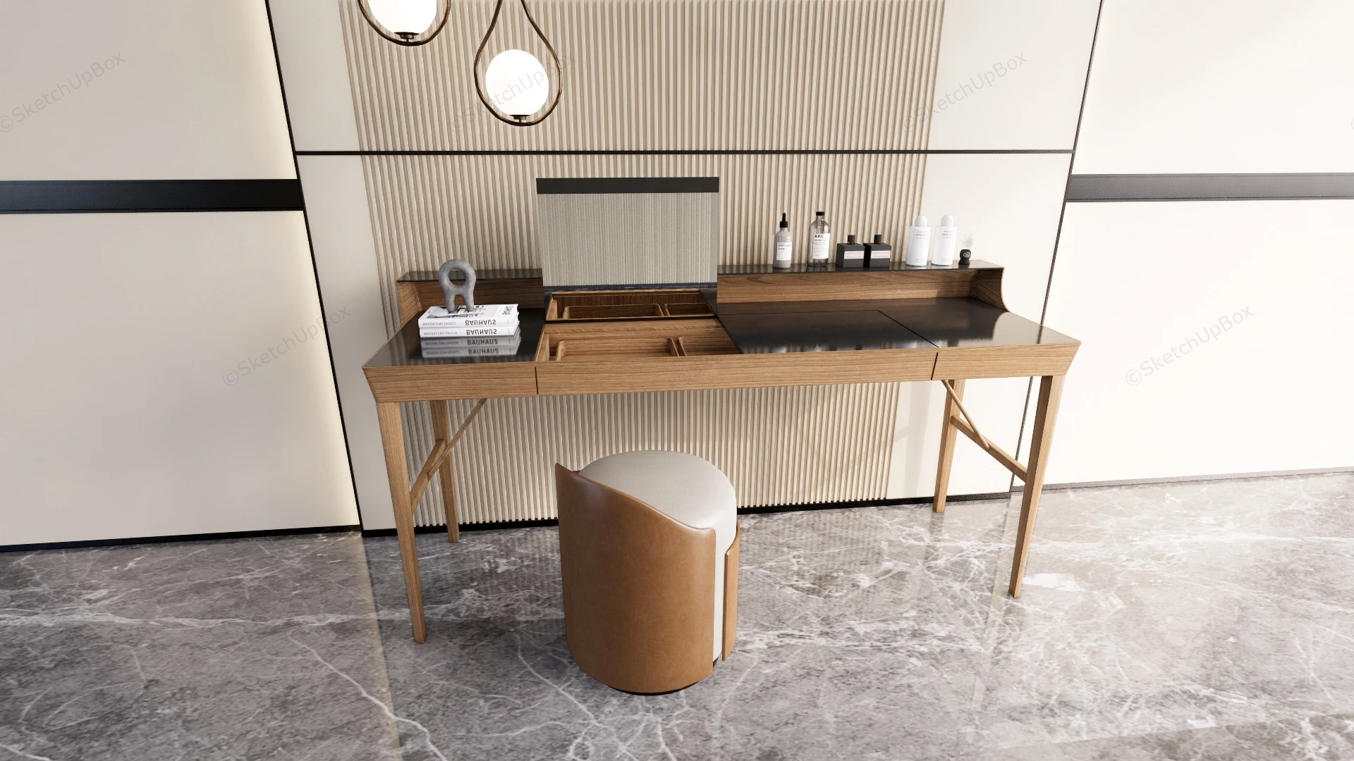 Makeup Dressing Table With Lighting sketchup model preview - SketchupBox