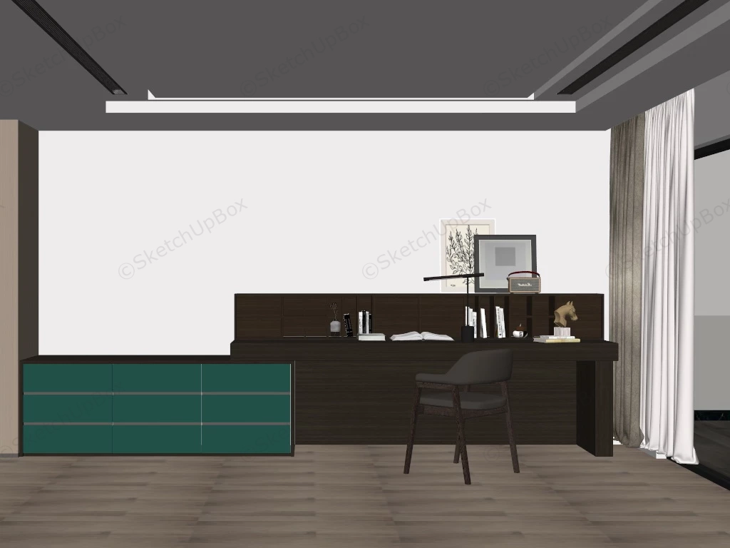 Home Office Desk Dresser Combo sketchup model preview - SketchupBox