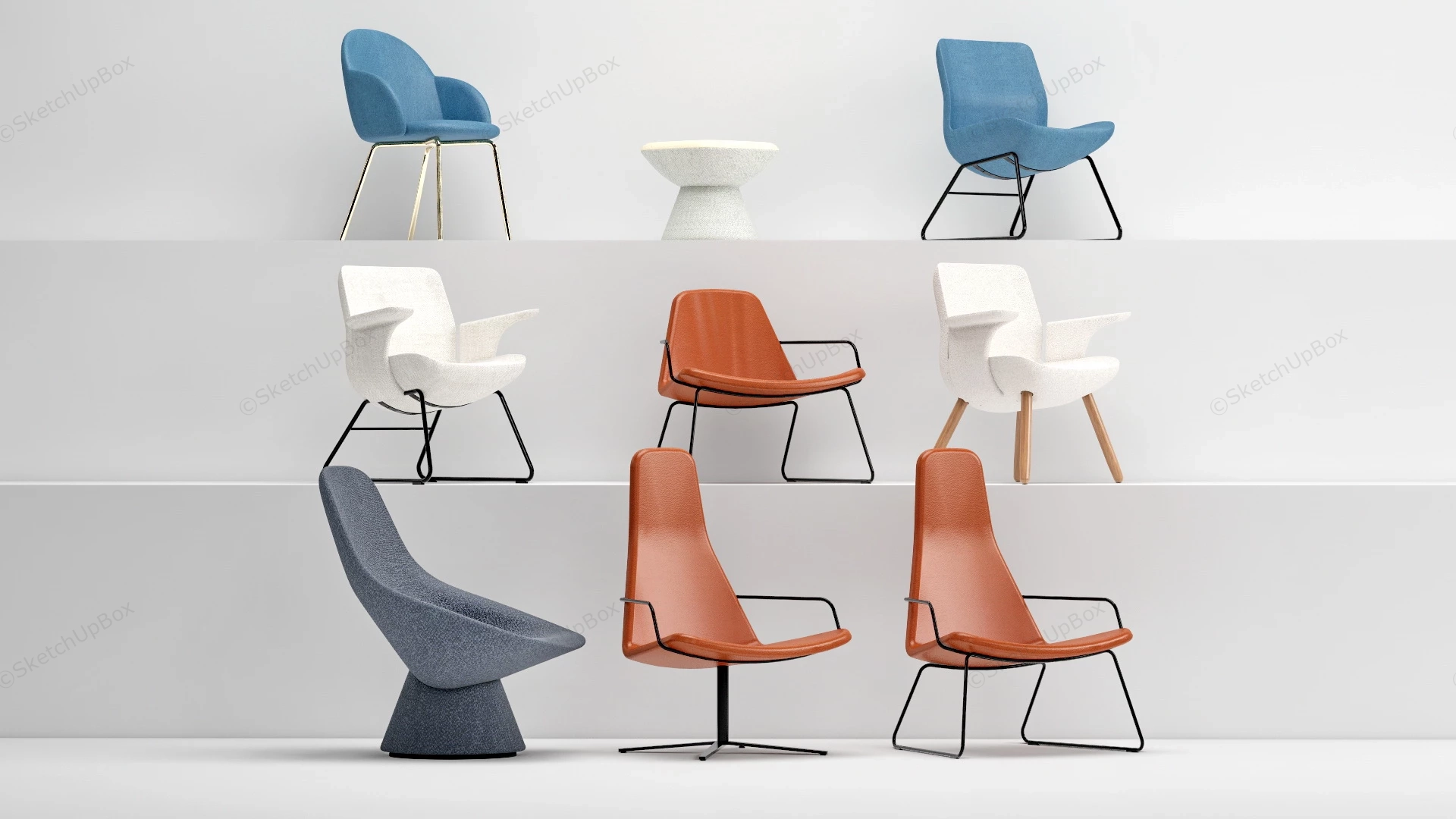 Modern Chair Collection sketchup model preview - SketchupBox