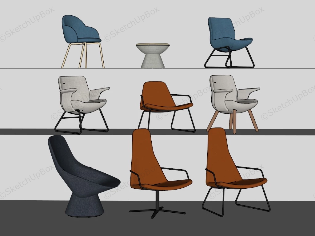 Modern Chair Collection sketchup model preview - SketchupBox