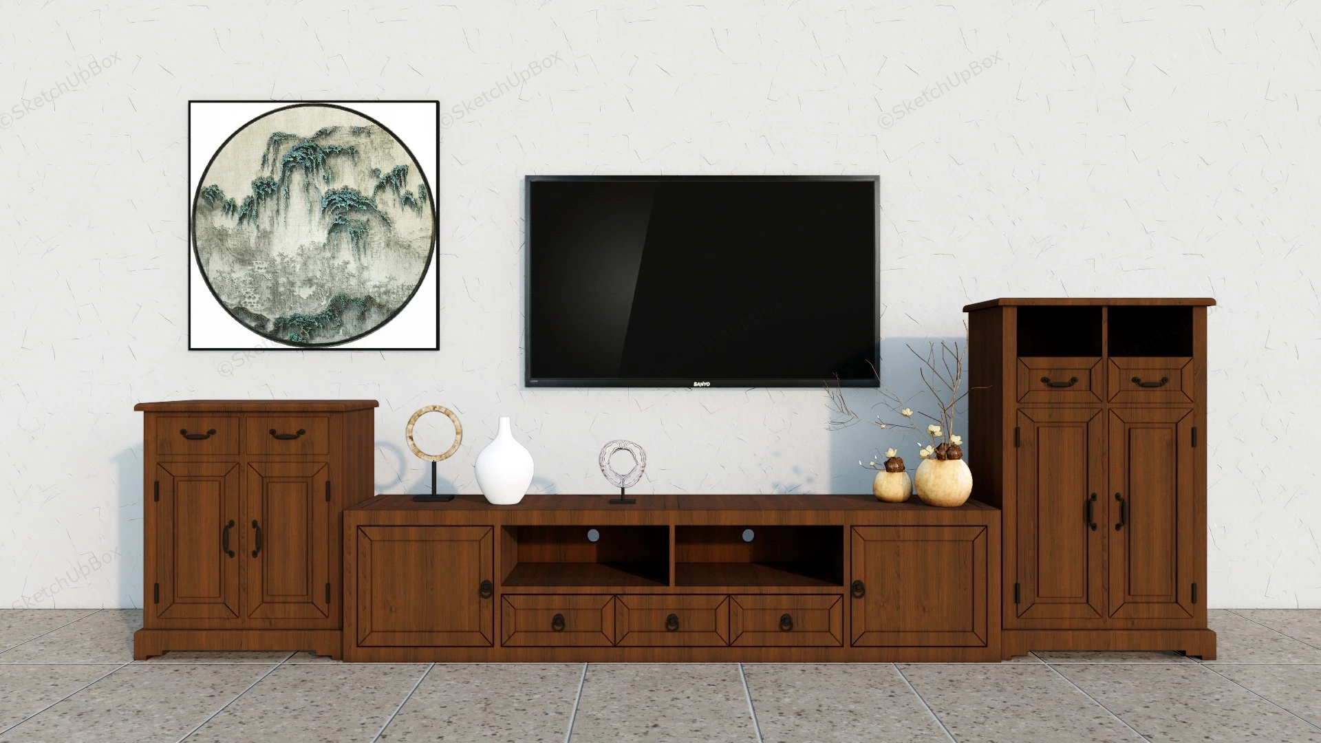 Tv Stand And Sideboard Set sketchup model preview - SketchupBox