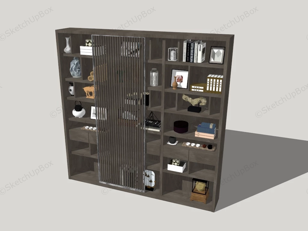 Dark Wood Bookcase sketchup model preview - SketchupBox