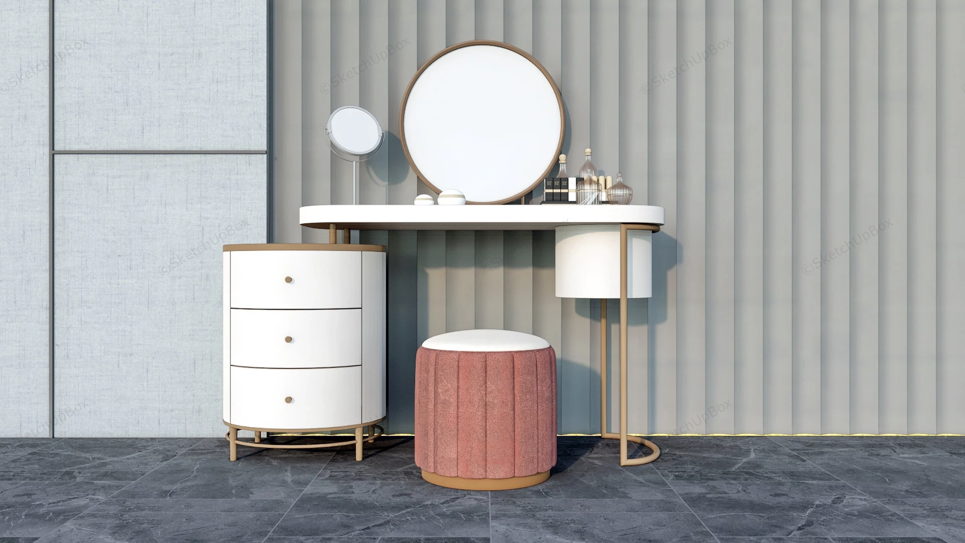 Chic Vanity Modern Dressing Table sketchup model preview - SketchupBox