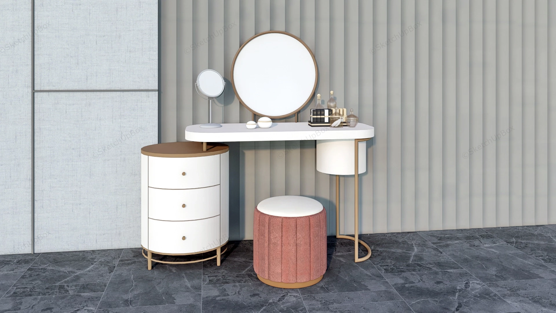 Chic Vanity Modern Dressing Table sketchup model preview - SketchupBox