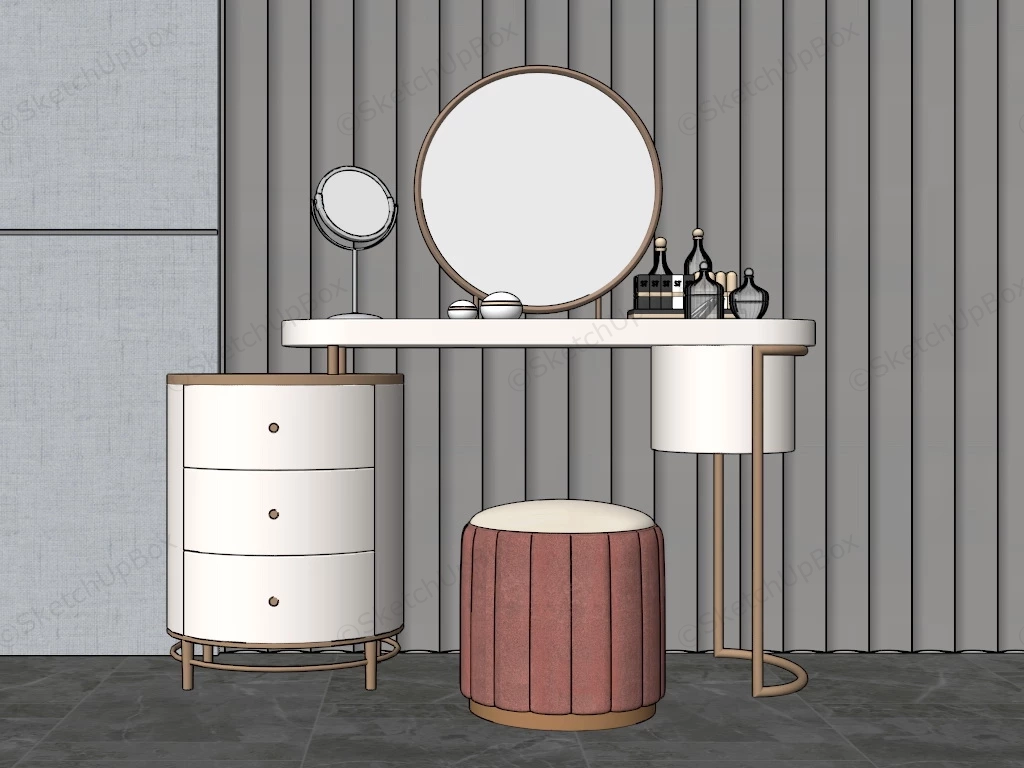 Chic Vanity Modern Dressing Table sketchup model preview - SketchupBox