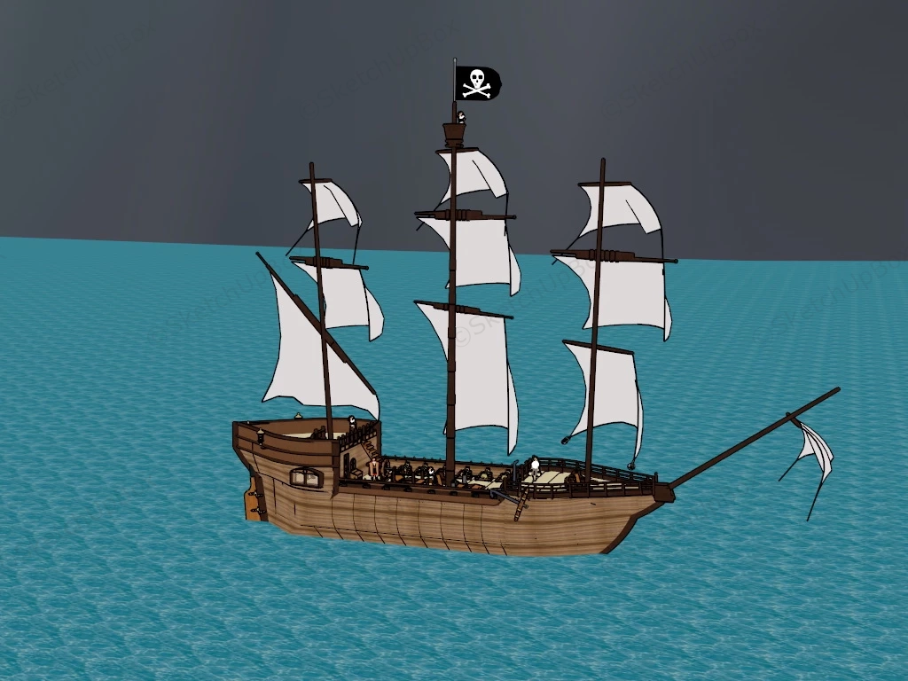 Old Pirate Ship sketchup model preview - SketchupBox