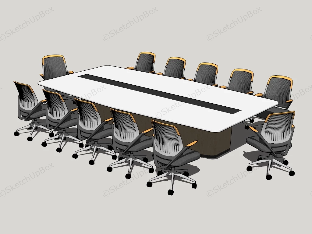 Conference Table And Chairs Set sketchup model preview - SketchupBox