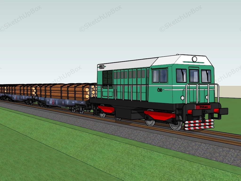 Timber Freight Train sketchup model preview - SketchupBox