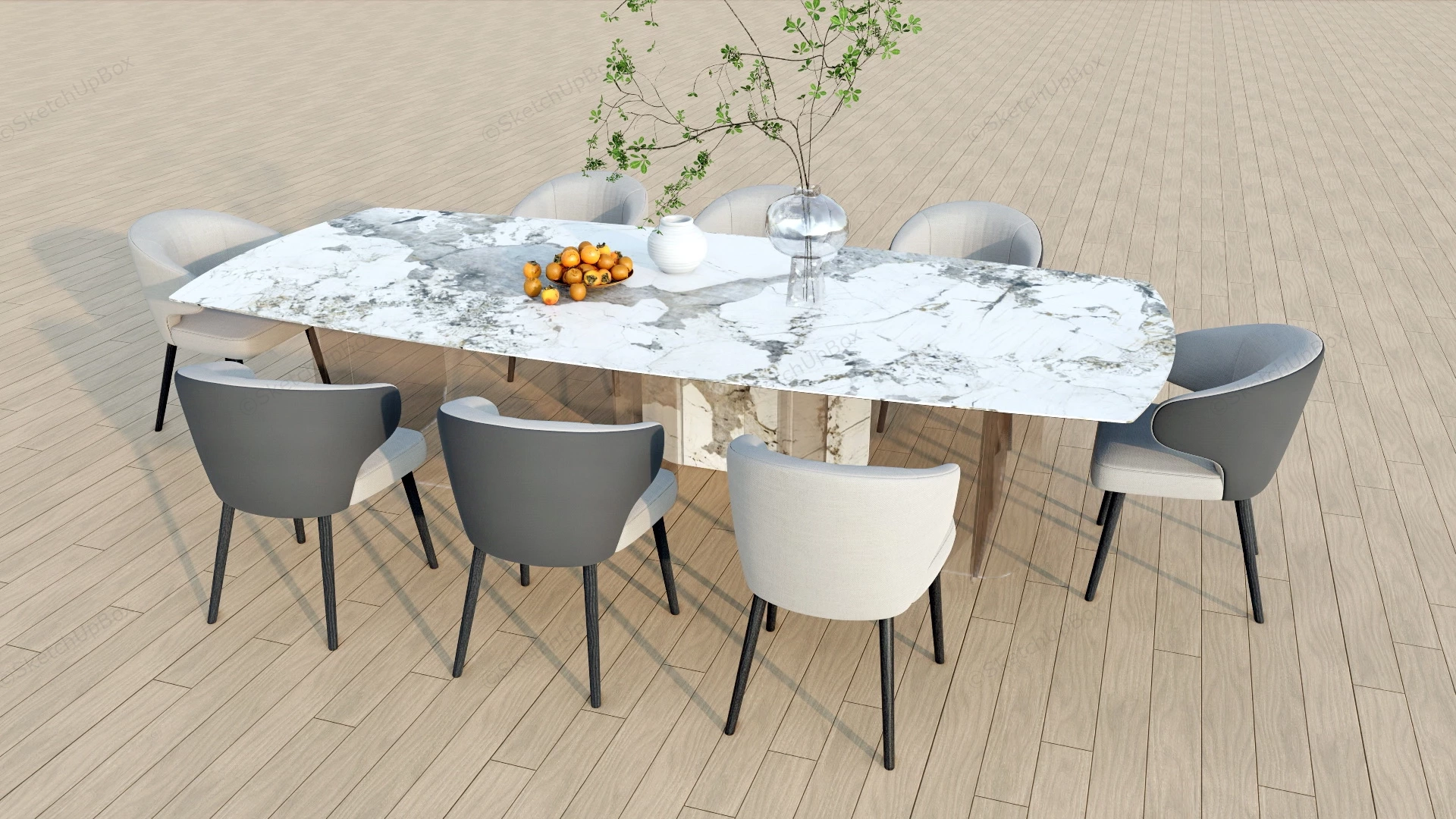 White Marble Dining Room Set sketchup model preview - SketchupBox