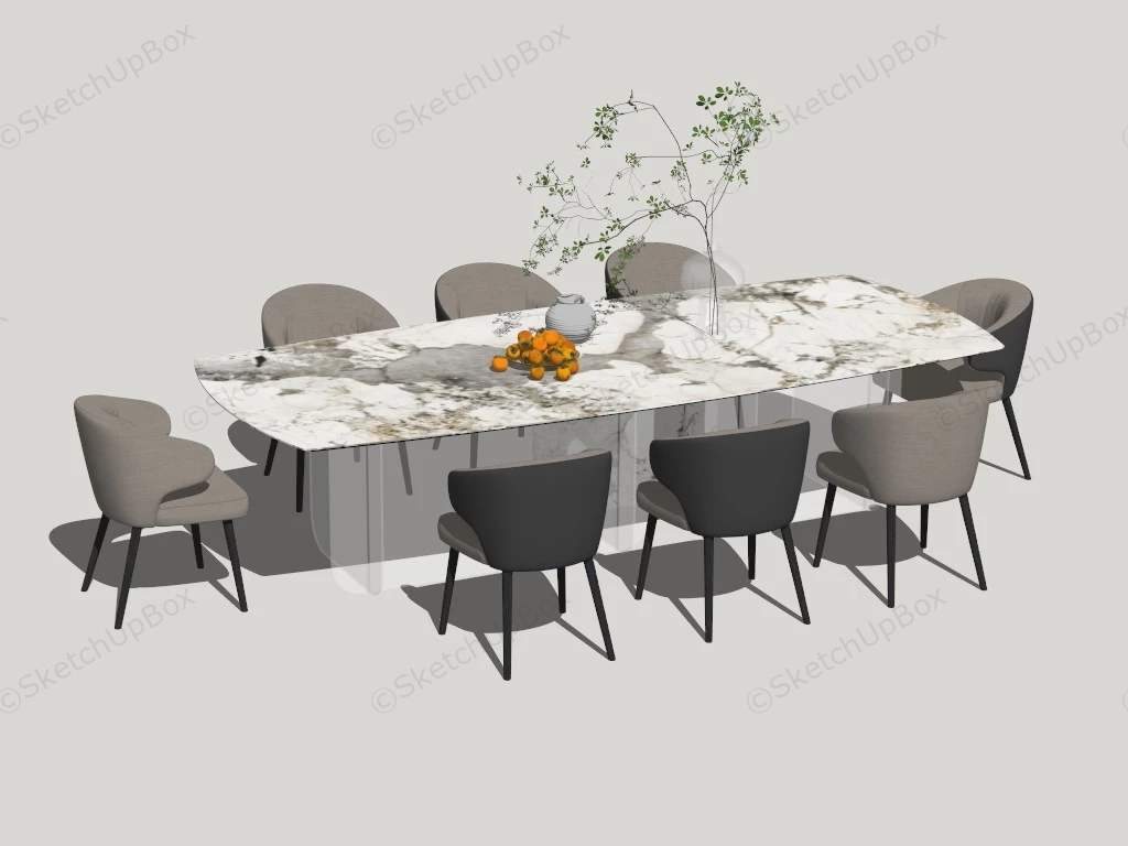 White Marble Dining Room Set sketchup model preview - SketchupBox