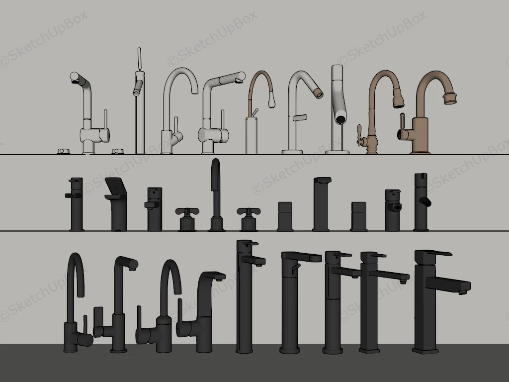 Modern Faucet Collection sketchup model preview - SketchupBox