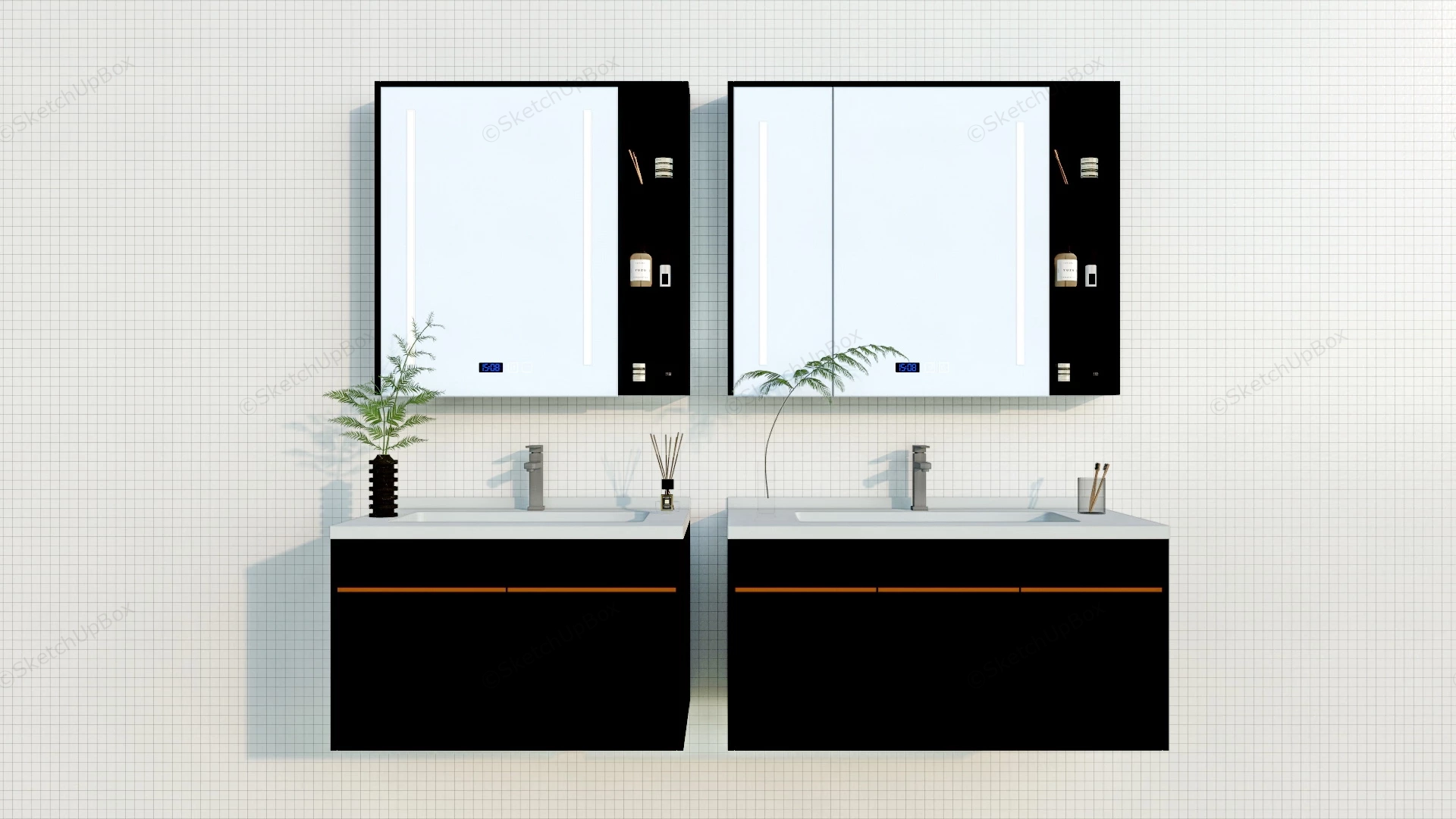 Black Bathroom Vanities sketchup model preview - SketchupBox