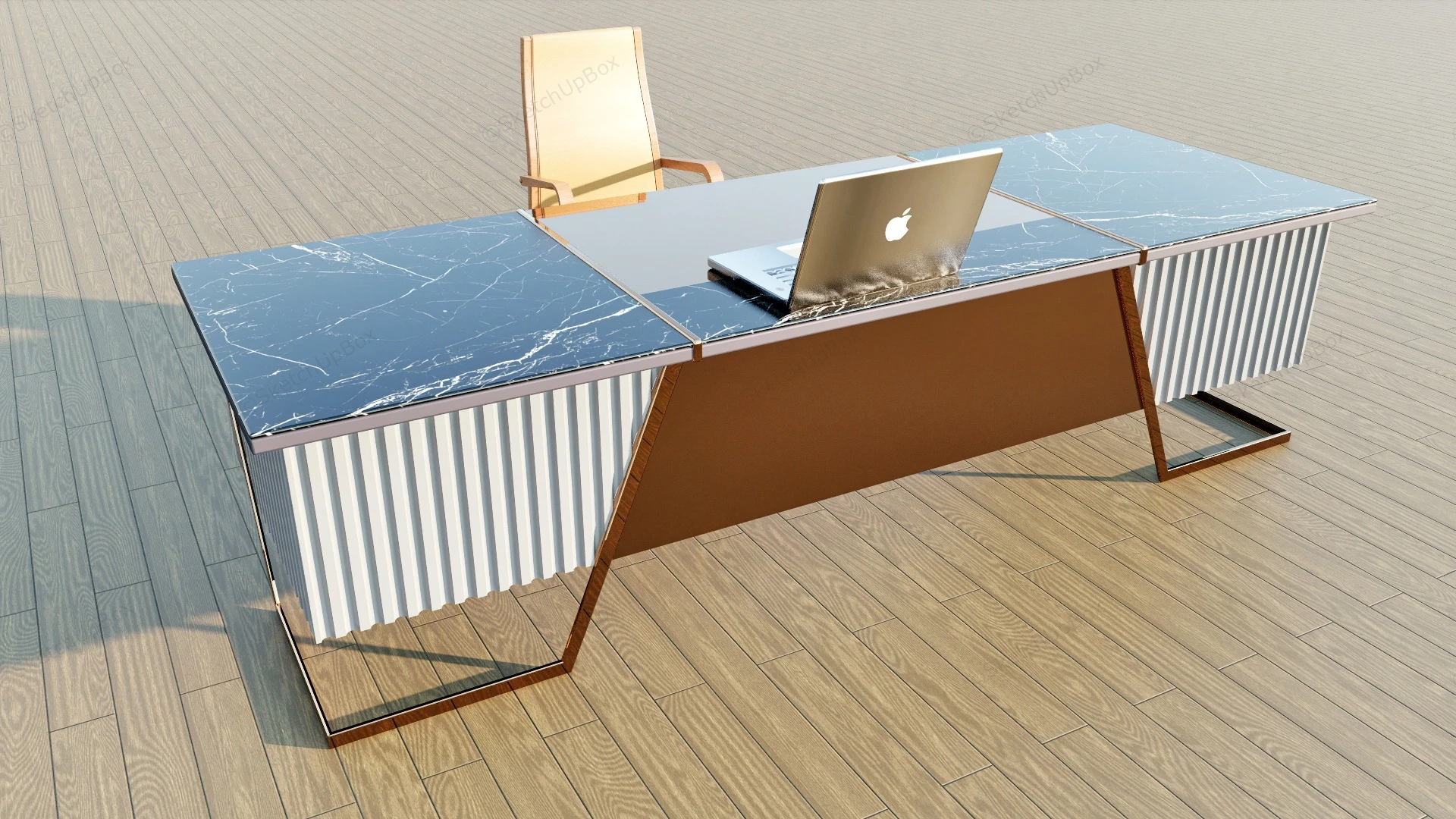 Modern Executive Office Desk With Marble Top sketchup model preview - SketchupBox