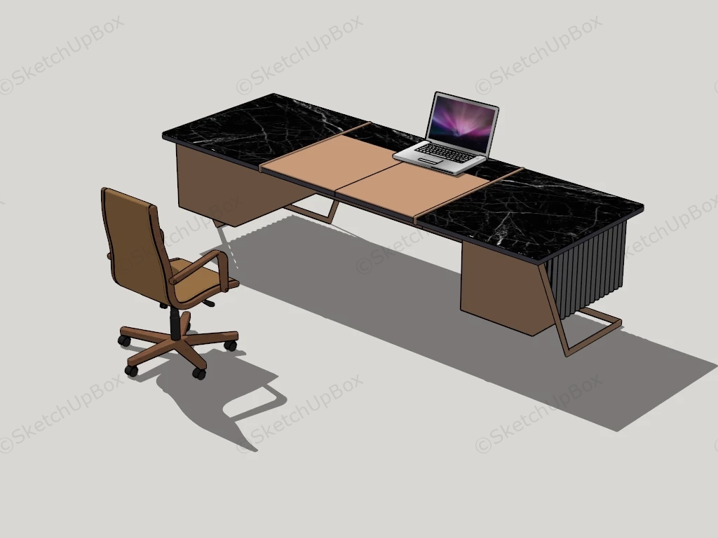 Modern Executive Office Desk With Marble Top sketchup model preview - SketchupBox