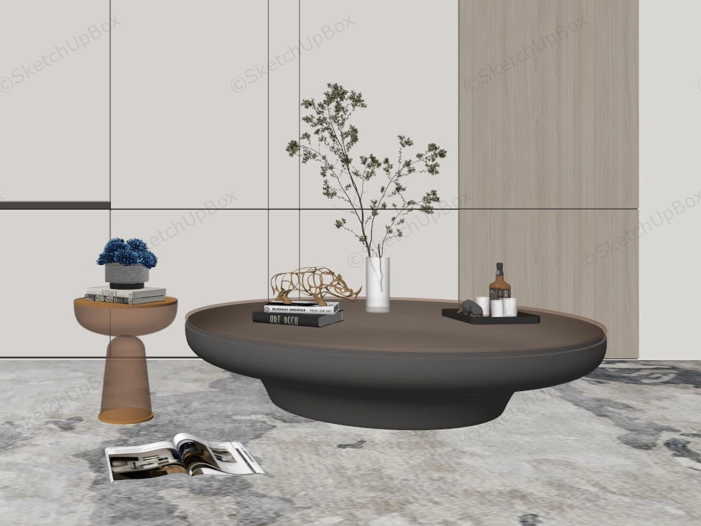 Glass Top Round Coffee Table sketchup model preview - SketchupBox