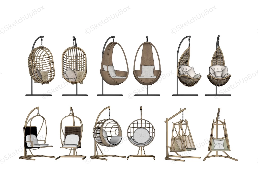 Hanging Egg Chair Collection sketchup model preview - SketchupBox