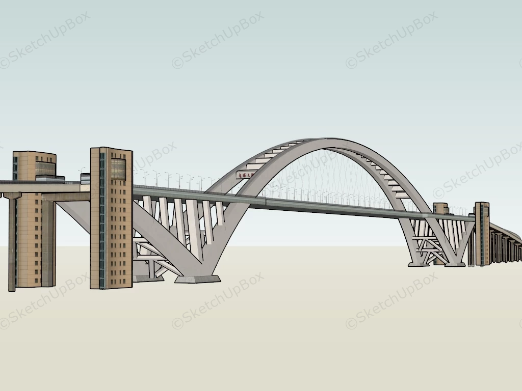 Tied Arch Bridge sketchup model preview - SketchupBox