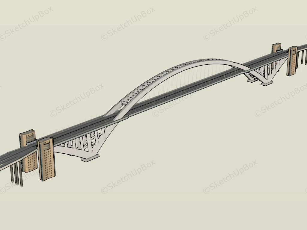 Tied Arch Bridge sketchup model preview - SketchupBox