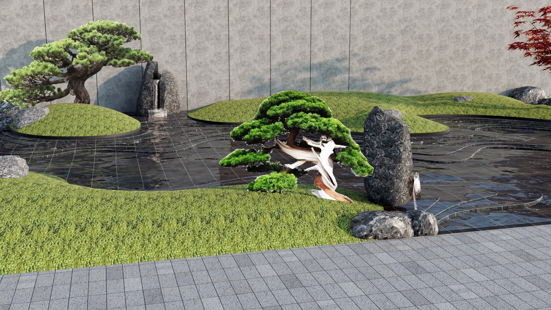 Zen Garden Waterfall Ideas sketchup model preview - SketchupBox