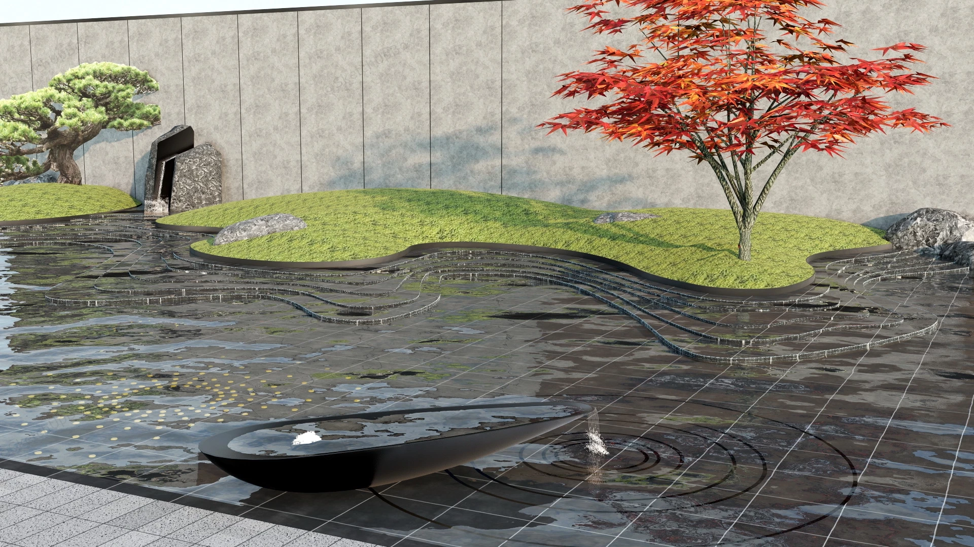 Zen Garden Waterfall Ideas sketchup model preview - SketchupBox