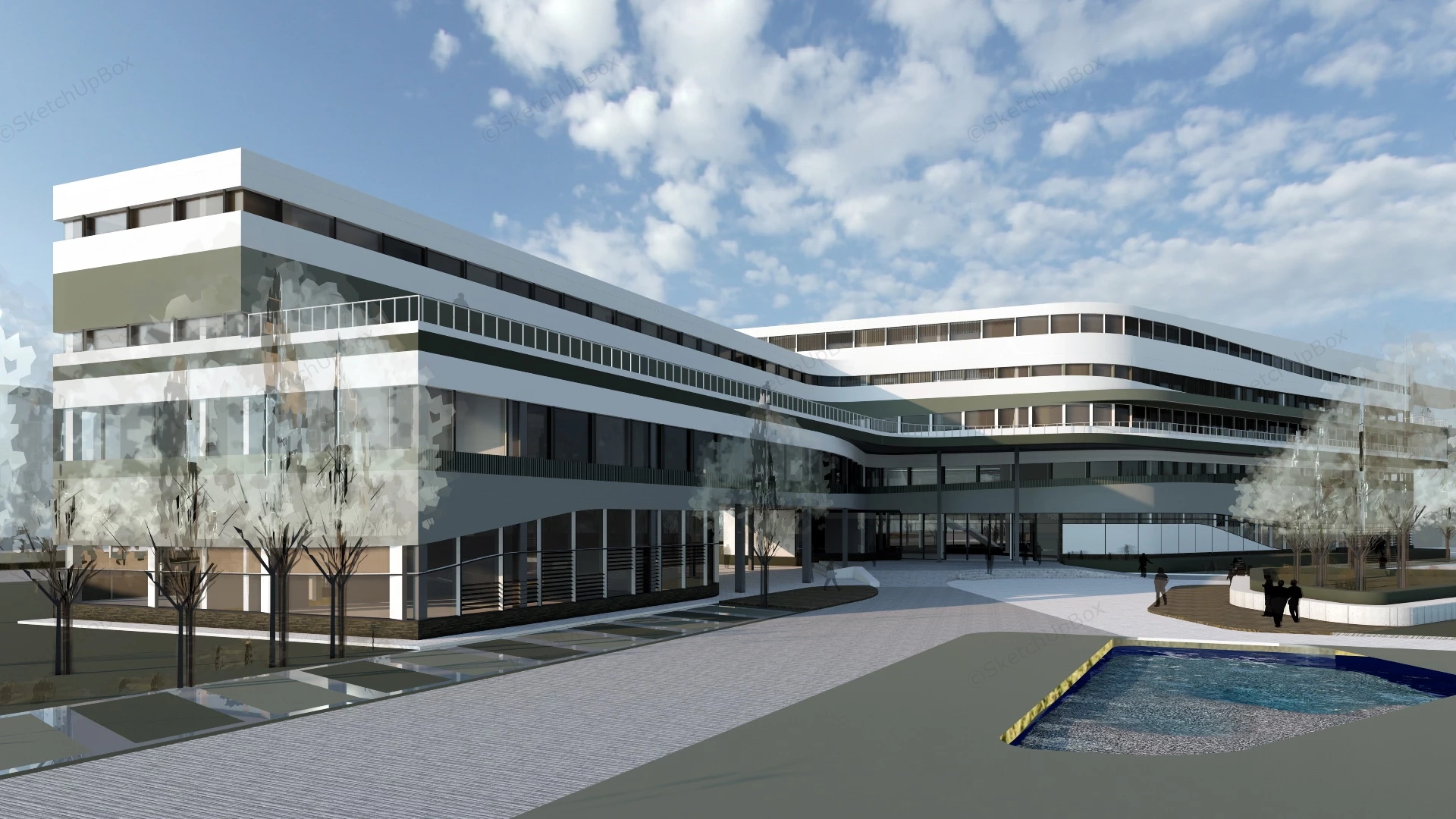 Modern Corporate Office Building Exterior sketchup model preview - SketchupBox