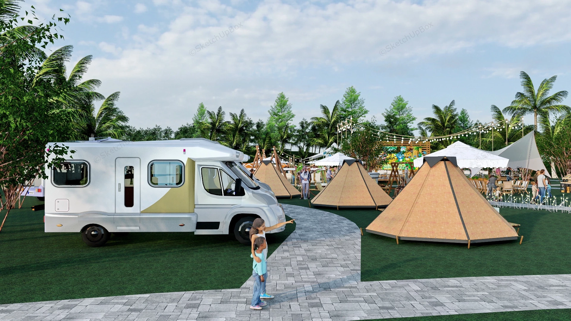 Caravan & Camping Park sketchup model preview - SketchupBox